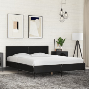 Bed Frame Black Engineered Wood, Metal Full Bed Frame