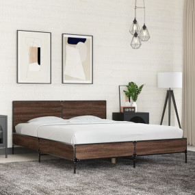 Bed Frame Brown Oak Engineered Wood Double Bed Frame