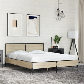 Bed Frame Sonoma Oak Engineered wood, metal Double Bed ...