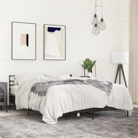 Bed Frame Black Engineered Wood Full Modern Bed Frame