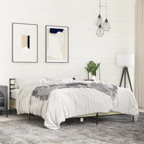 Bed Frame Sonoma oak Engineered wood, metal 63 x 79 in ...