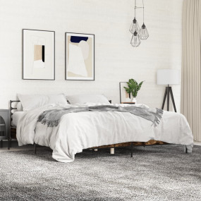 Bed Frame Smoked Oak Engineered wood, Metal Super King ...