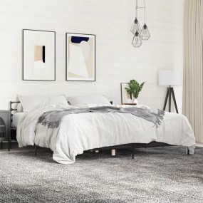 Bed Frame Black Engineered wood, metal, plywood Double ...