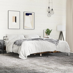 Bed Frame Smoked Oak Engineered Wood Full Bed Frame Rec...