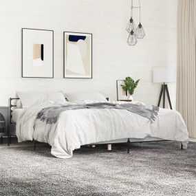 Bed Frame Grey Sonoma Engineered Wood and Metal Double ...