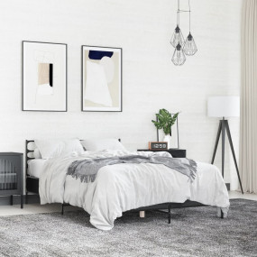 Bed Frame Black Engineered wood Small Double Durable Be...