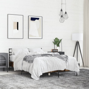 Bed Frame Smoked Oak Engineered Wood Double Bed Frame