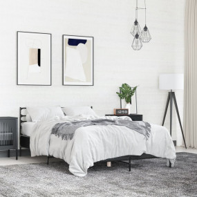 Bed Frame Black Engineered wood and metal Double Modern