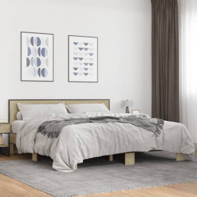 Bed Frame Sonoma Oak Engineered wood, metal Double Dura...