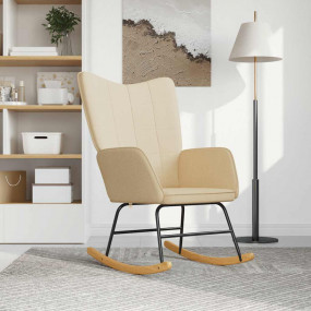 Rocking Chair Cream 100% polyester, solid rubber wood, ...