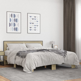 Bed Frame Sonoma oak Engineered wood 63 x 79 in Bed Fra...