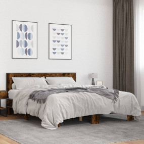 Bed Frame Smoked Oak Engineered wood, metal, plywood Ki...