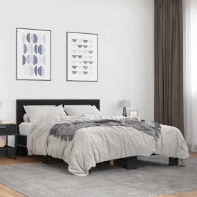 Bed Frame Black Engineered wood, metal, plywood Double ...