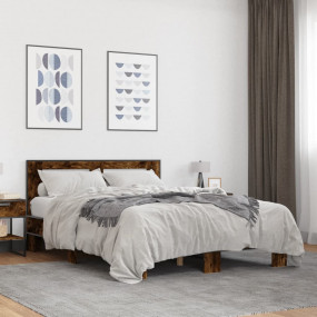 Bed Frame Smoked Oak Engineered wood, metal, plywood Fu...