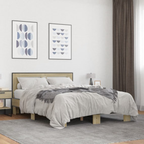 Bed Frame Sonoma Oak Engineered wood, metal Full Durabl...