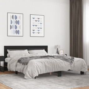 Bed Frame Black Engineered Wood Double Modern Bed Frame