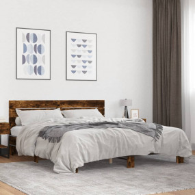 Bed Frame Smoked Oak Engineered wood, metal 200 x 200 c...