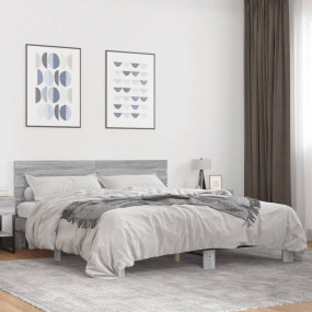 Bed Frame Grey Sonoma Engineered wood and metal Super K...