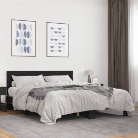 Bed Frame Black Engineered wood, metal, plywood Full Du...
