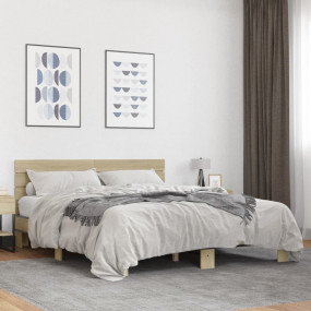 Bed Frame Sonoma oak Engineered wood, metal, plywood Do...
