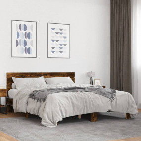 Bed Frame Smoked Oak Engineered Wood King Durable Bed F...