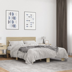 Bed Frame Sonoma oak Engineered wood, metal Double Mode...