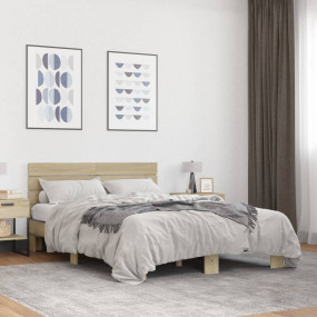 Bed Frame Sonoma Oak Engineered Wood Full Durable Bed F...