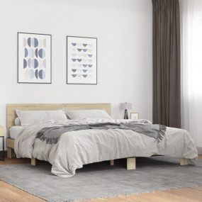 Bed Frame Sonoma Oak Engineered wood, Metal Full Modern...