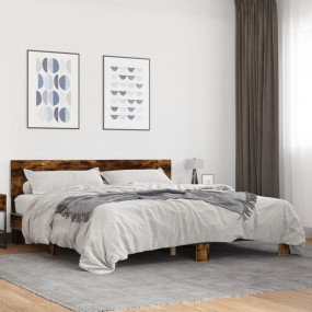 Bed Frame Smoked Oak Engineered wood, Metal Super King ...