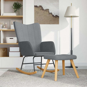 Rocking Chair With Stool Light grey
