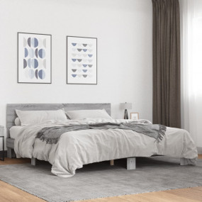 Bed Frame Gray Sonoma Engineered Wood Super King Modern