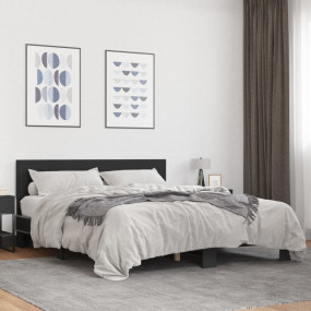 Bed Frame Black Engineered wood and metal 63x79 in Dura...