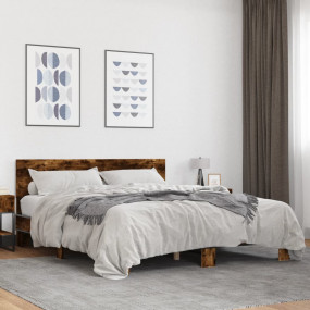 Bed Frame Smoked Oak Engineered Wood, Metal, Plywood Ki...