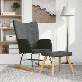 Rocking Chair With Stool Dark Grey