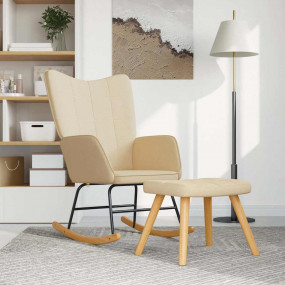 Rocking Chair With Stool Cream