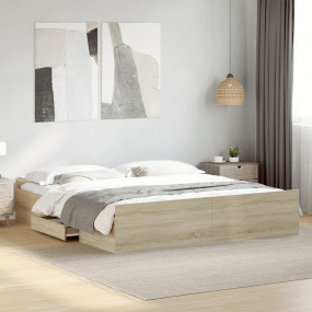 Bed Frame Sonoma Oak Engineered Wood Full Bed Frame Rec...