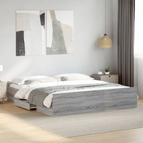 Bed Frame Grey Sonoma Engineered Wood Double Bed Frame