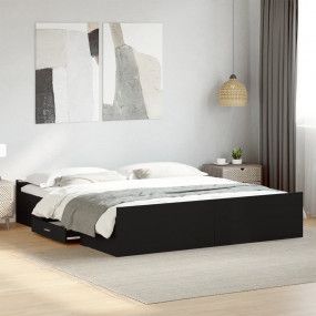 Bed Frame Black Engineered wood Super King Bed Frame