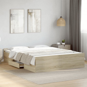 Bed Frame Sonoma Oak Engineered Wood Double Bed Frame