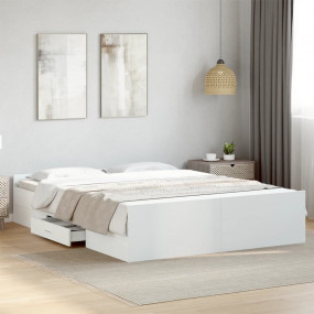 Bed Frame White Engineered wood, Plywood King Size Bed ...
