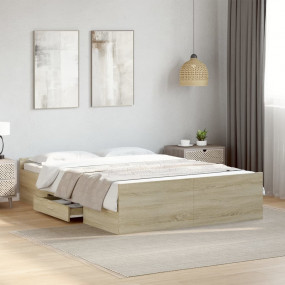 Bed Frame Sonoma Oak Engineered Wood Full Bed Frame Rec...