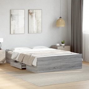 Bed Frame Grey Sonoma Engineered Wood Double Bed Frame