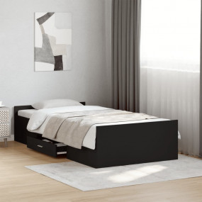 Bed Frame Black Engineered wood 35.4x74.8 in Bed Frame