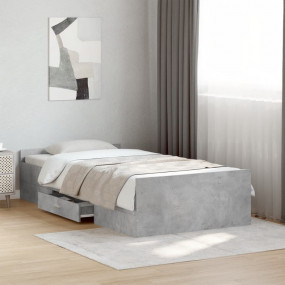Bed Frame Concrete grey Engineered Wood Twin Bed Frame