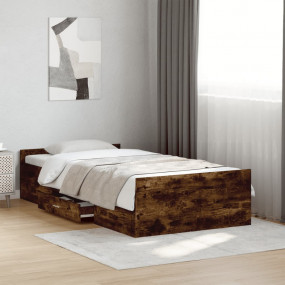 Bed Frame Smoked oak Engineered wood, Plywood Twin Bed ...