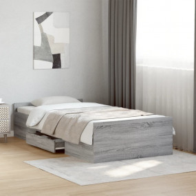 Bed Frame Grey Sonoma Engineered wood, Plywood Twin Bed...