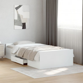 Bed Frame White Engineered wood Small Single Bed Frame