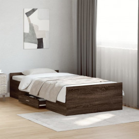 Bed Frame Brown oak Engineered wood Small Single Bed Fr...