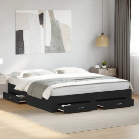 Bed Frame Black Engineered wood Super King Bed Frame