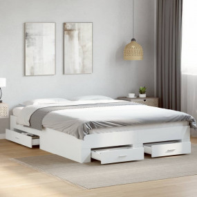 Bed Frame White Engineered wood, Plywood Full Bed Frame